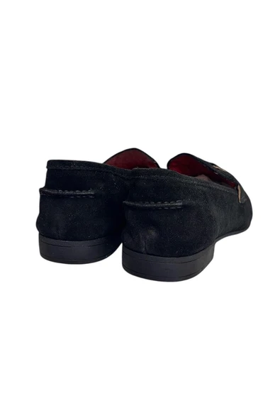 Siyah Hakiki Süet Deri Loafer - 4