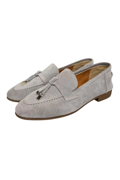 Gri Hakiki Süet Deri Loafer - 3