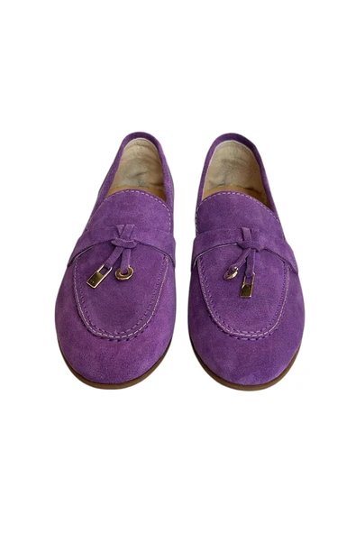 Mor Hakiki Süet Deri Loafer - 2