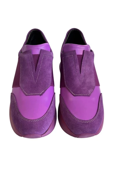 Mor Hakiki Deri Comfort Taban Sneaker - 3