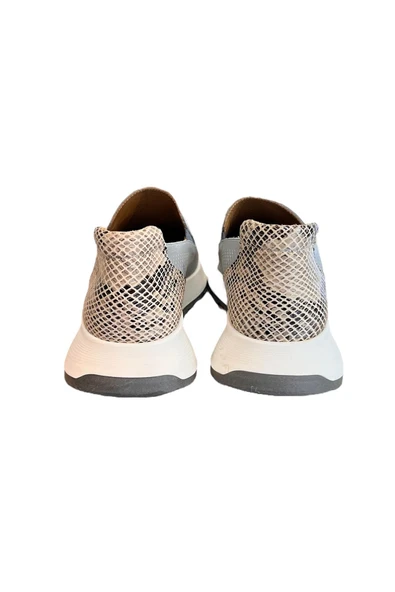 Gri Hakiki Deri Yanları Lastikli Comfort Taban Sneaker - 4