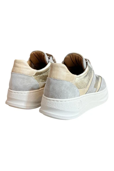 Gold Hakiki Deri Süet  Comfort Taban Bağcıklı Sneaker - 3