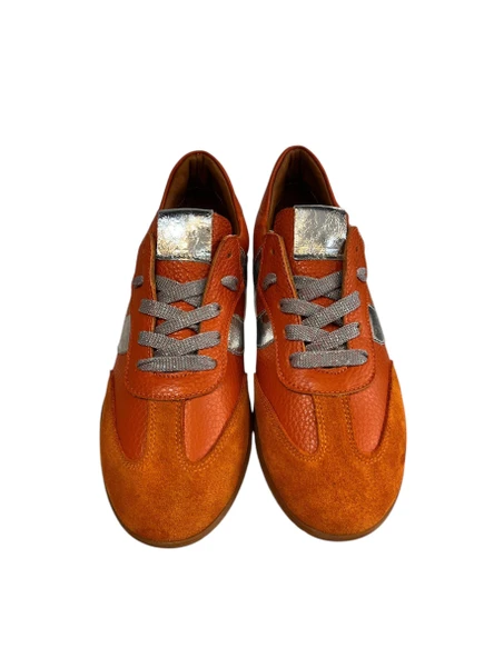 Orange Hakiki Deri Sneaker - 4
