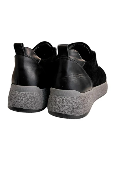 Siyah Hakiki Deri Süet  Comfort Taban Günlük Ayakkabı - 4