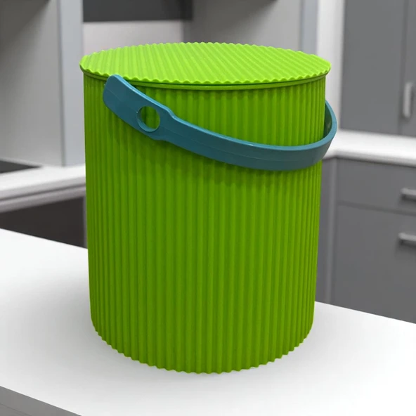 Rainbow Yeşil Yuvarlak Kova Piknik Sepeti Meyve Kovası - 2