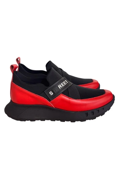 Kırmızı Hakiki Deri Comfort Taban Sneaker - 1