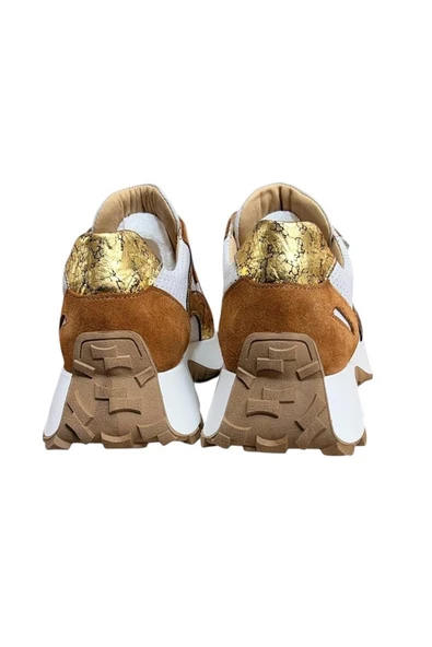 Beyaz Hakiki Deri Taba Garnili Comfort Taban Bağcıklı Sneaker - 3