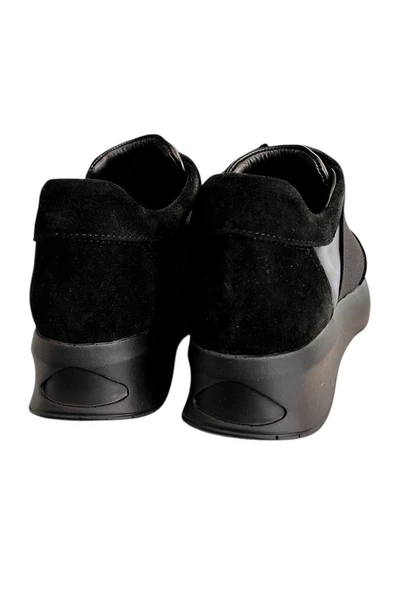 Siyah Hakiki Deri Comfort Taban Sneaker - 4