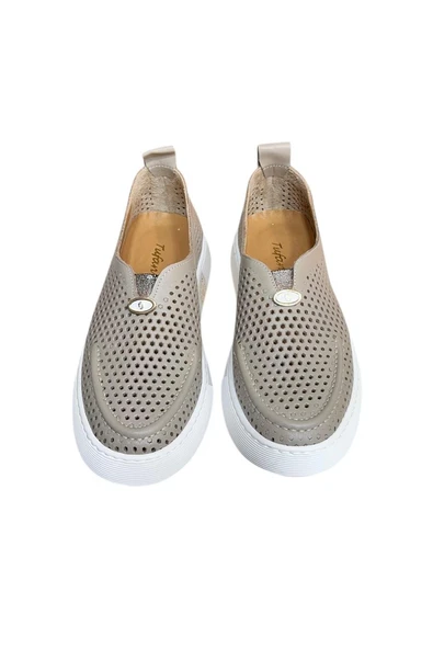 Vizon Hakiki Deri Delikli Hafif Comfort Taban Sneaker - 2