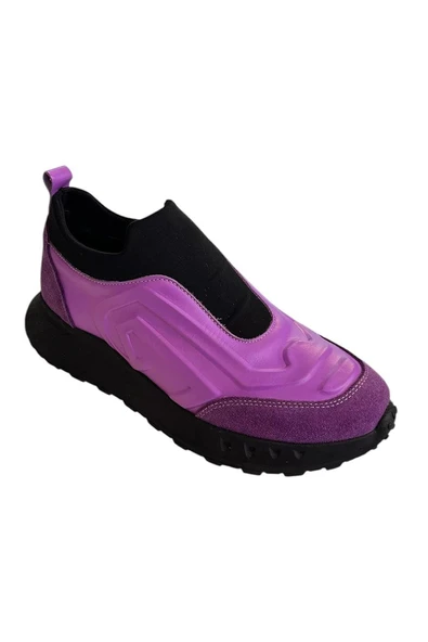 Mor Hakiki Deri Comfort Taban Sneaker - 2