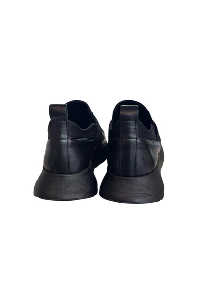 Siyah Hakiki Deri Comfort Taban Sneaker - 4