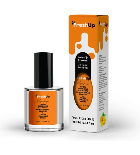 FRESH UP ASETONSUZ, DOĞAL, KALICI OJE, PROTEZ TIRNAK ÇIKARICI JEL, PORTAKAL