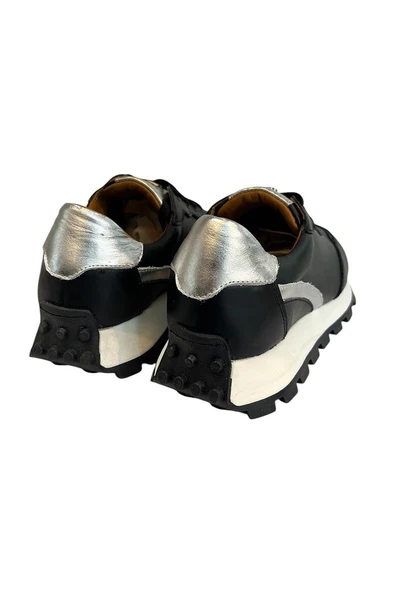 Siyah  Hakiki  Deri Comfort Taban Sneaker - 4