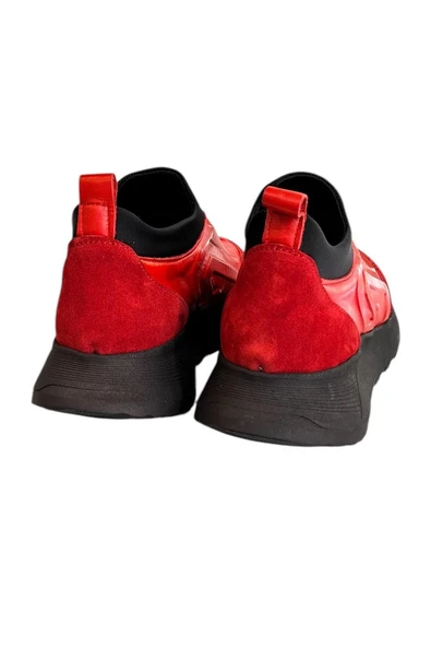 Kırmızı Hakiki Deri Comfort Taban Sneaker - 4
