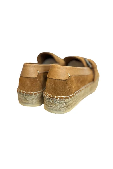 Taba Hakiki Süet Hasır Taban Tokalı Loafer - 4