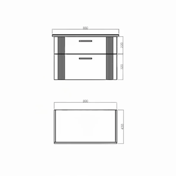 Orka Bari 85 cm Mat Yeşil Banyo Dolabı Alt Modül ve Lavabo - 6