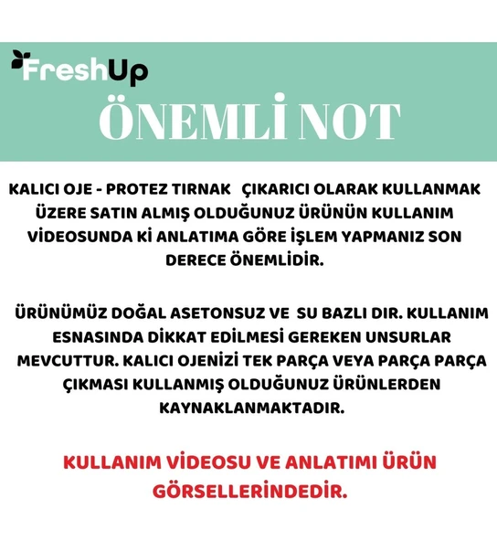 FRESH UP ASETONSUZ, DOĞAL, KALICI OJE, PROTEZ TIRNAK ÇIKARICI JEL, NATURAL - 3