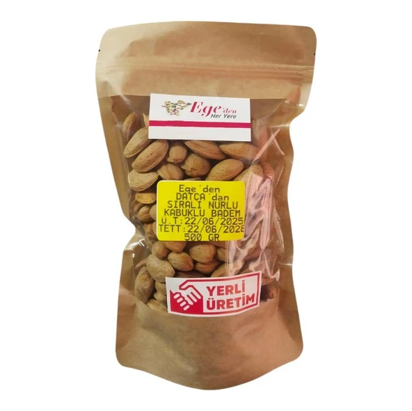 Datça Kabuklu Nurlu Sıralı Badem 500 Gr - 1