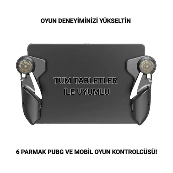 Coofbe Tüm Tabletler İçin Profesyonel 6 Parmak Tetik Seti Tablet Oyun Kolu iPad Tablet Mobile Joystick