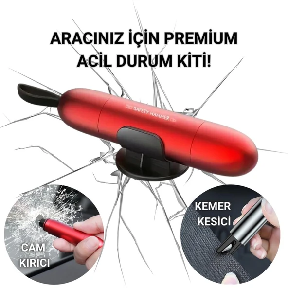 Coofbe Araç Emniyet Kemer Kesici Ve Araç Cam Kırıcı Araç Emniyet Çekici Araç Acil Durum Kiti Sharp Tool Safety Hammer - 7