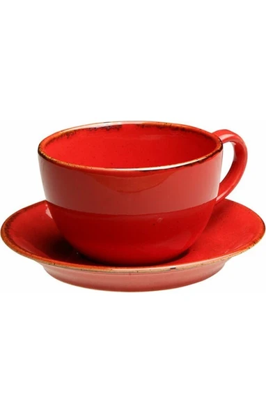 Porland Seasons Kırmızı Tabaklı Çay Fincan 207 Cc - 2