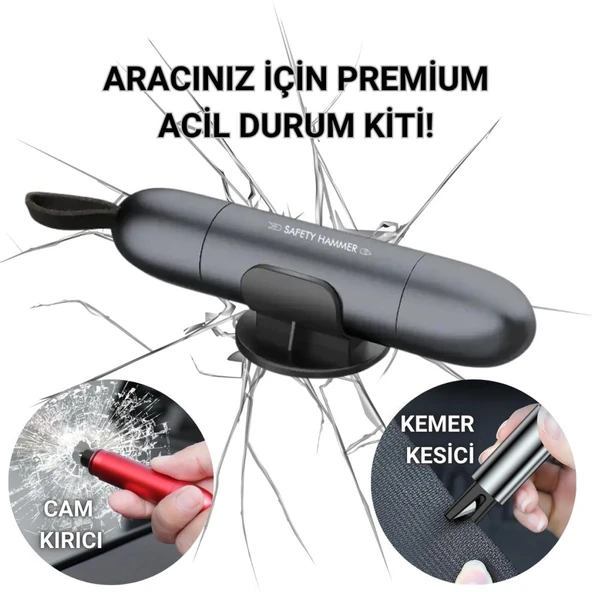 Coofbe Araç Emniyet Kemer Kesici Ve Araç Cam Kırıcı Araç Emniyet Çekici Araç Acil Durum Kiti Sharp Tool Safety Hammer - 12