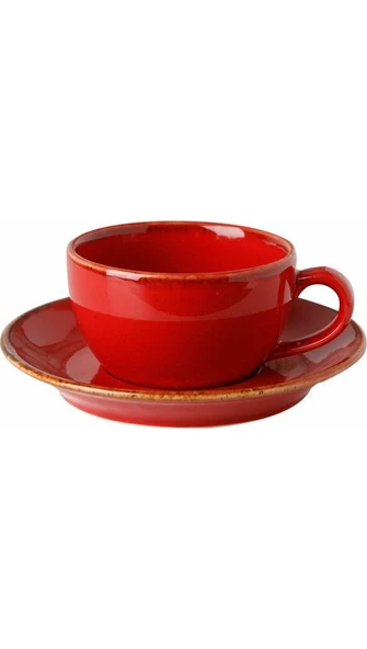 Porland Seasons Kırmızı Tabaklı Çay Fincan 207 Cc