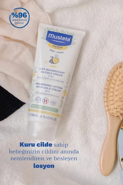Mustela Cold Cream ve Organik Balmumu İçeren Kuru Ciltler için Besleyici Bebek Losyonu 200 ml - 2