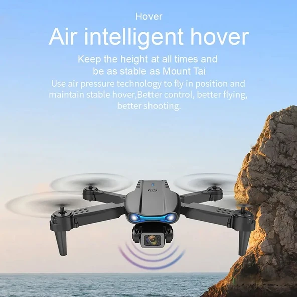 E88 Pro RC Drone 4K HD Kamera Katlanabilir WIFI FPV Yüksek Performans Siyah kumandalı geniş açı Profesyonel ufak