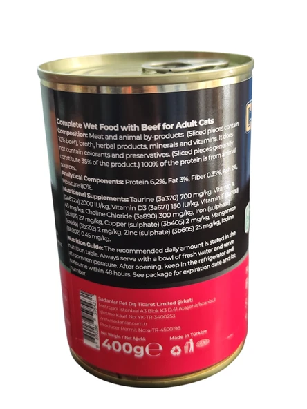 Dana etli (Beef) Yetişkin Kedi Konservesi 400 gr X 12 Adet - 5