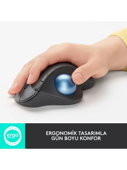 Logitech ERGO M575 Kablosuz İztopu Özellikli Konforlu Ergonomik Mouse - Siyah