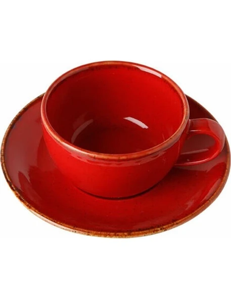 Porland Seasons Kırmızı Tabaklı Çay Fincan 207 Cc - 3