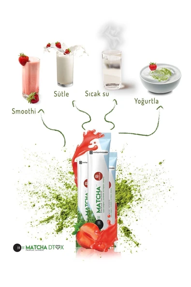Matcha Premium Japanese Matcha Premium Japanese Çilek Aromalı Detox Burner Form Matcha Çayı 1 Kutu - Bitki Çayı - 2