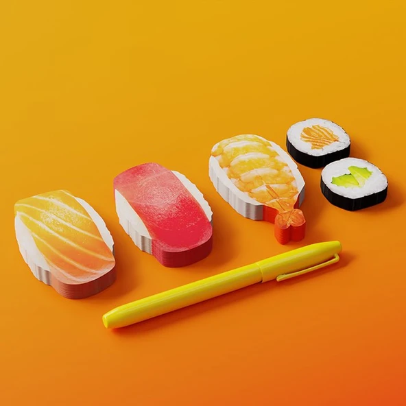 Mustard Sushi Bento Sticky Not Kağıdı ve Page Marker Seti