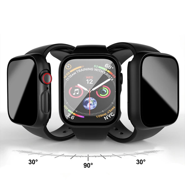 Apple Watch Series 10 46mm Uyumlu Hayalet PC Sert Kasa Ekran Koruycu 360 Güvenli Koruma  Siyah - Resim 2