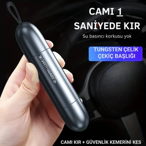 Polham 2in1 Araç İçi Cam Kırıcı ve Emniyet Kemer Kesici, Premium Acil Durum Kiti, Hayat Kurtarıcı - 8