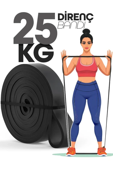 25 KG Siyah Barfiks Direnç Bandı – Sert Gym Kas Geliştirme Pilates Fitness Antrenman Lastiği - 2
