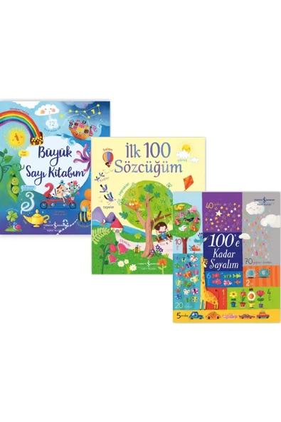 Büyük Sayı Kitabım - İlk 100 Sözcüğüm - 100'e Kadar Sayalım - 3 Kitap Set (Sert Kapak* Büyük Boy*)