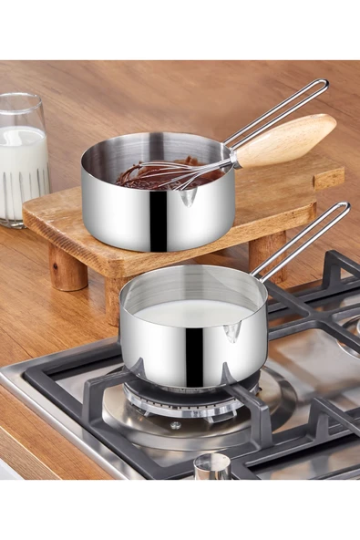 Steel&More  Çelik 2 Li Kaçerola Sosluk Sütlük 14cm-16cm - 4