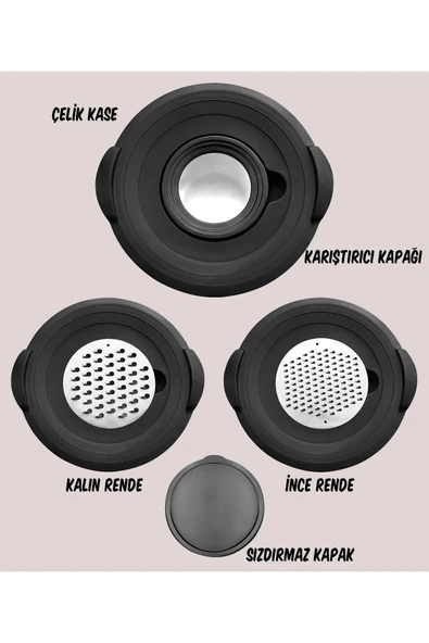 Çelik 5 Parça Rendeli Kase Saklama Ve Karıştırma Kabı 24cm - 3