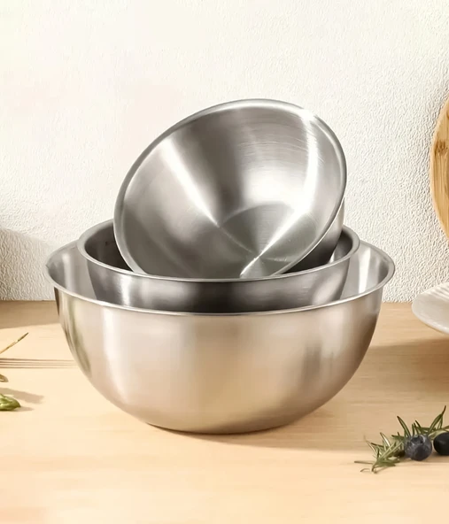 Steel&More  Çelik 3 Parça Kase 16cm - 20cm - 24cm - 5