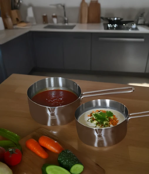 Steel&More  Çelik 2 li Kaçerola Sosluk Sütlük 14cm - 5