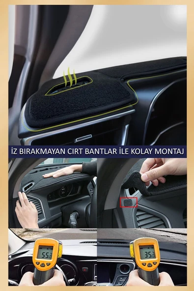 FIAT Punto grande 2005-2018 Modellerine UygunTORPİDO KORUMA HALISI BEJ KENAR - Resim 4
