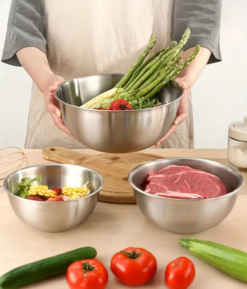 Steel&More  Çelik 3 Parça Kase 16cm - 20cm - 24cm - 2