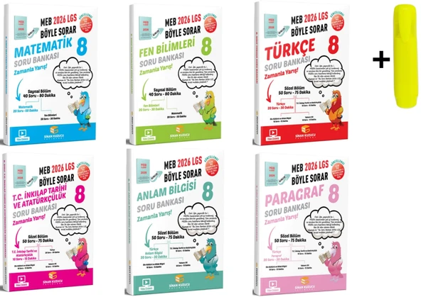 Sinan Kuzucu 8. Sınıf Matematik Fen Türkçe İnkılap Anlam Paragraf Soru Bankası 2026 ürün görseli