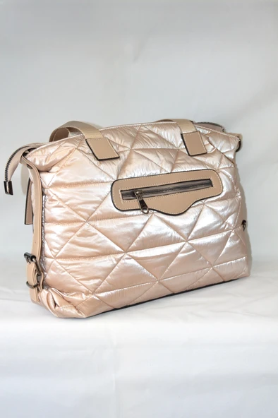 Kadın Nut Çanta Paraşüt Kumaş Şişme Büyük Boy Fermuarlı Ve Askılı Günlük Şık Çanta - 4