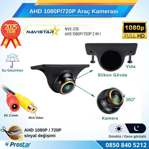 AHD 1080P/720P Silikonlu Arka, Yan ve Ön Görüş Kamerası Rca Soket - 3