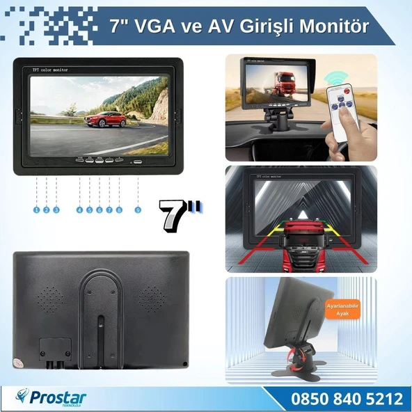 7" Vga Ve Av Girişli Araç Monitörü - 3