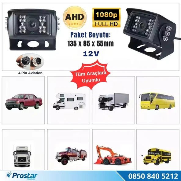 AHD 1080P/720P Büyük Gece Görüşlü 4 Pin Soketli Kamyon Tır Otobüs Kamerası - 4