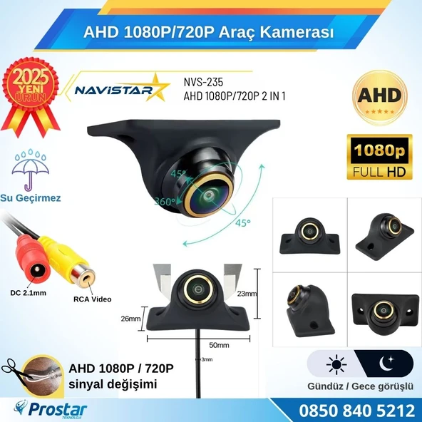 AHD 1080P/720P Silikonlu Arka, Yan ve Ön Görüş Kamerası Rca Soket - 2